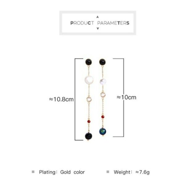 Pearl Crystal Rhinestone Gold Drop Dangle Earrings - Picture 6 of 12